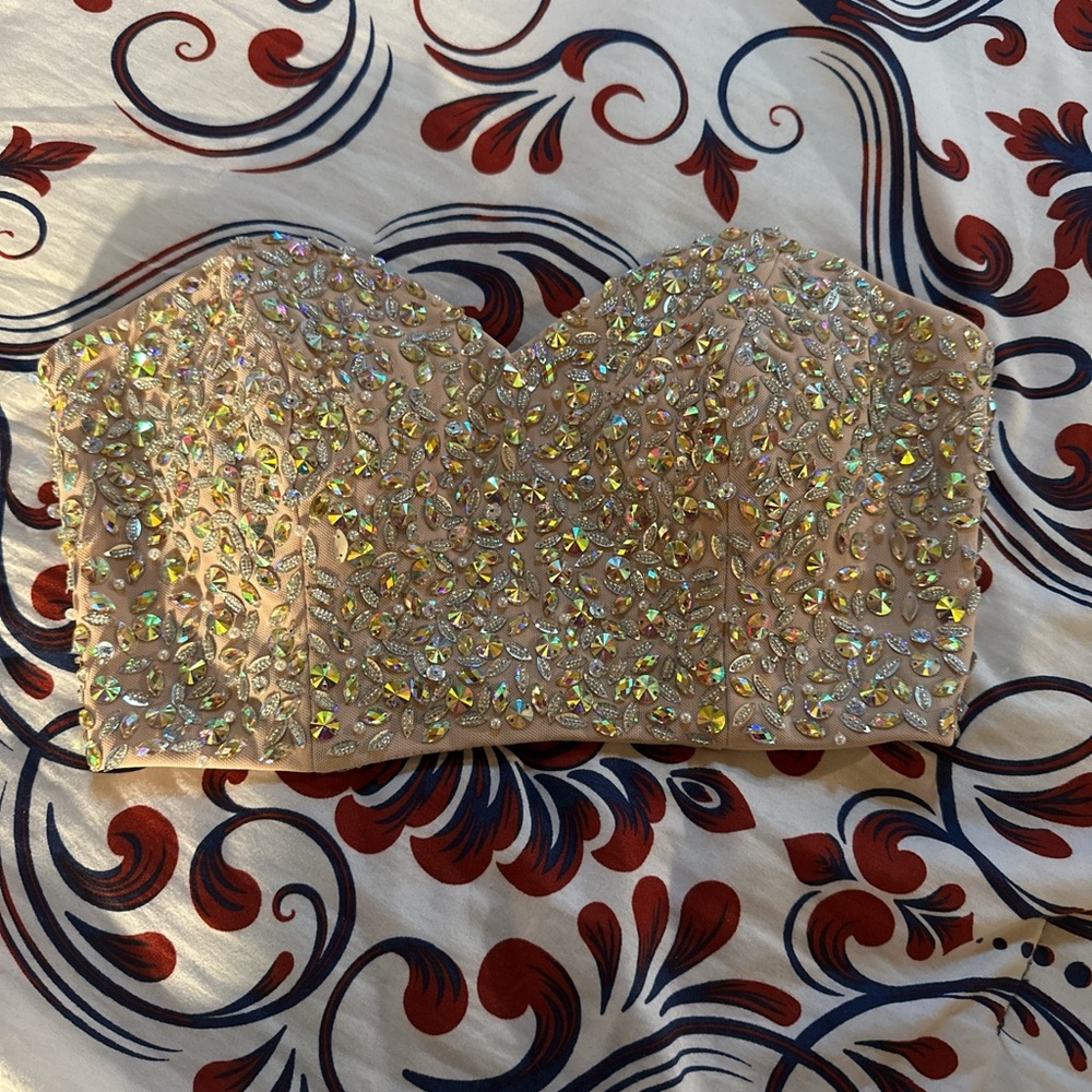 Bebe Nude Bustier with Embellishments